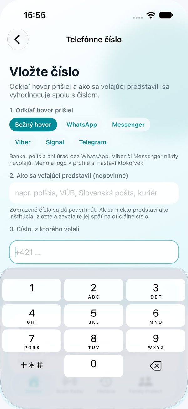Overenie telefónneho čísla a hovoru